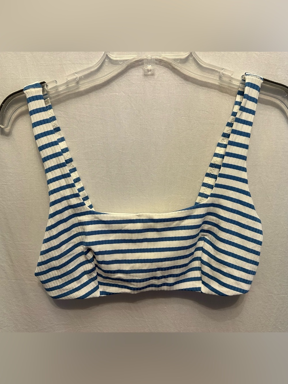 & Other Stories NWT Blue White Striped Ribbed Bikini Top US 12 Bralette Swim